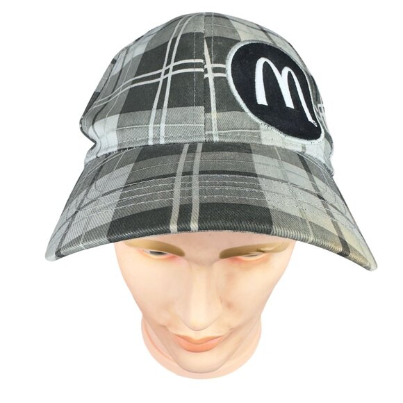 McDonalds Hat Adults Strapback Cap Barbour Tartan Plaid Embroidered Logo Rare - Picture 1 of 13